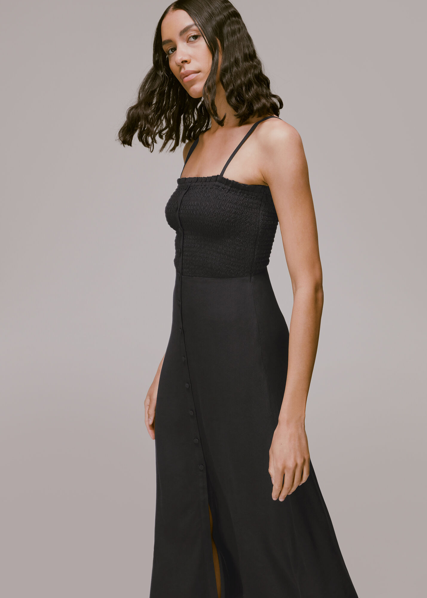 Black Gracia Smocked Dress | WHISTLES ...